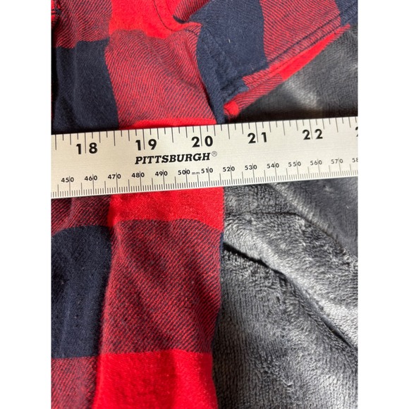 Mens‎ jnco Red and Navy Blue Plaid Flannel Long Sleeve Button Up Shirt - Picture 4 of 7